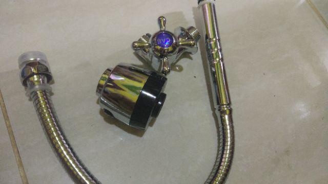 Kran Air Dapur Wastafel Restoran Leher Angsa Fleksibel Merek Cab Kepala Hitam 2 Tipe Semprot