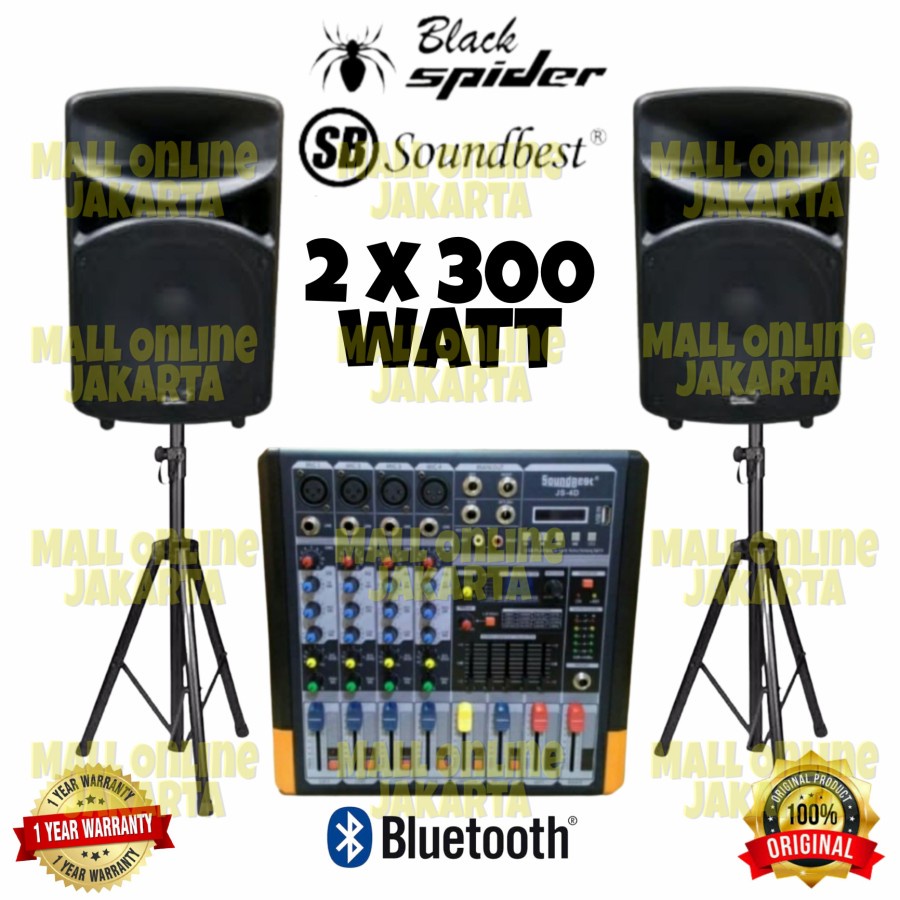 Paket speaker 15 inch sound system outdoor blackspider power mixer