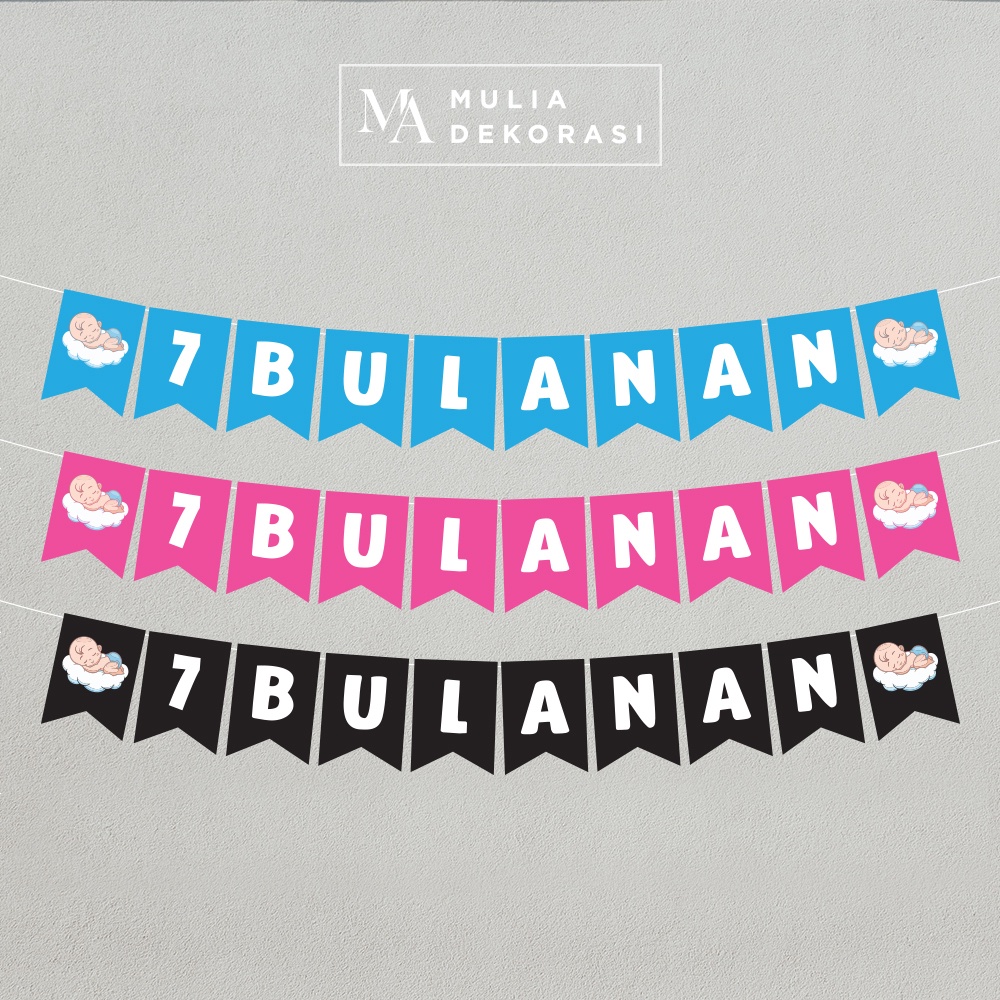 Bunting Flag Polos Dekorasi Gantung Banner Tedak Siten Tasyakuran 7 4 Bulanan Aqiqah