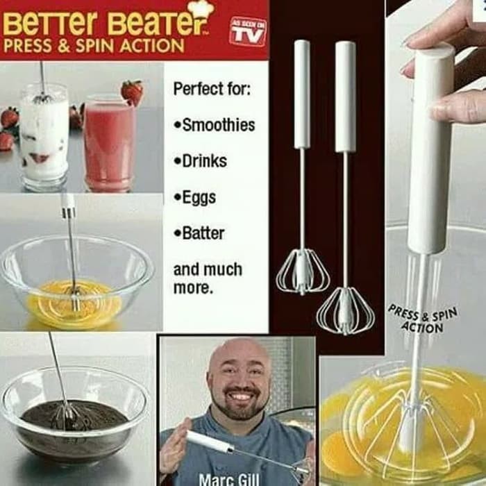 (COD) Better Beater Hand Mixer Otomatis (Manual) Harga 1 Set = 2 pcs