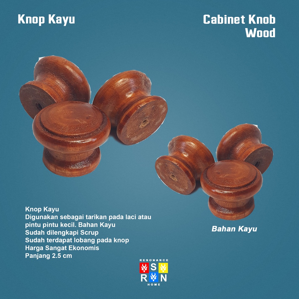 Knop Kayu Tarikan Laci Handle Pegangan Laci/Lemari Resonance Home