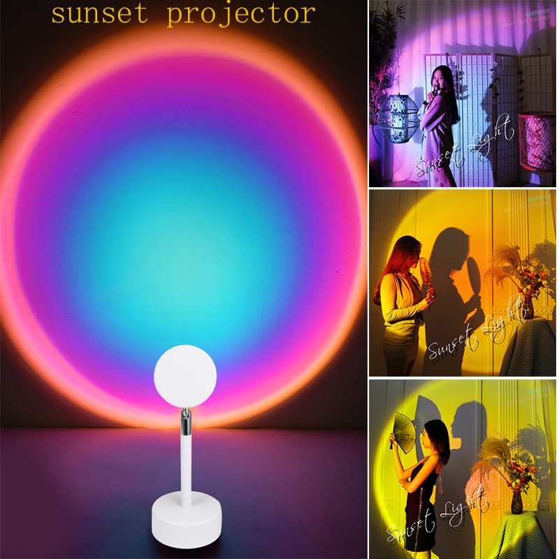 【Bayar Di Tempat】Lampu Tidur Proyektor with Sunset/Rainbow/Sun Color