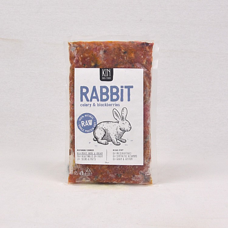 

KINDOGFOOD Makanan Anjing Raw RABBIT, Celery and Blackberries 500gr