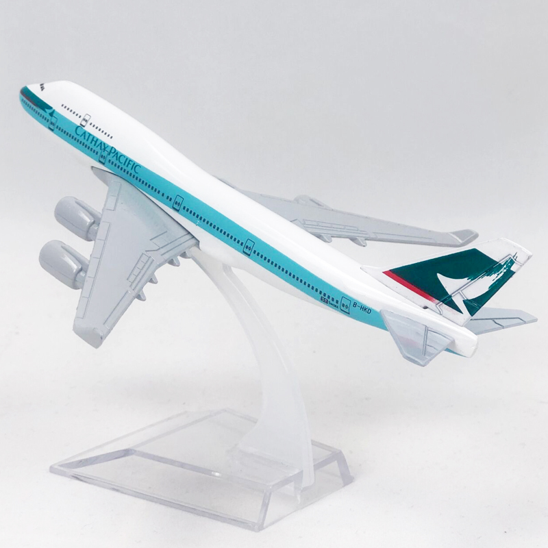 Cathay Pacific B747 Mainan Model Pesawat Terbang Hk Boeing 747 Bahan Metal Ukuran 16CM