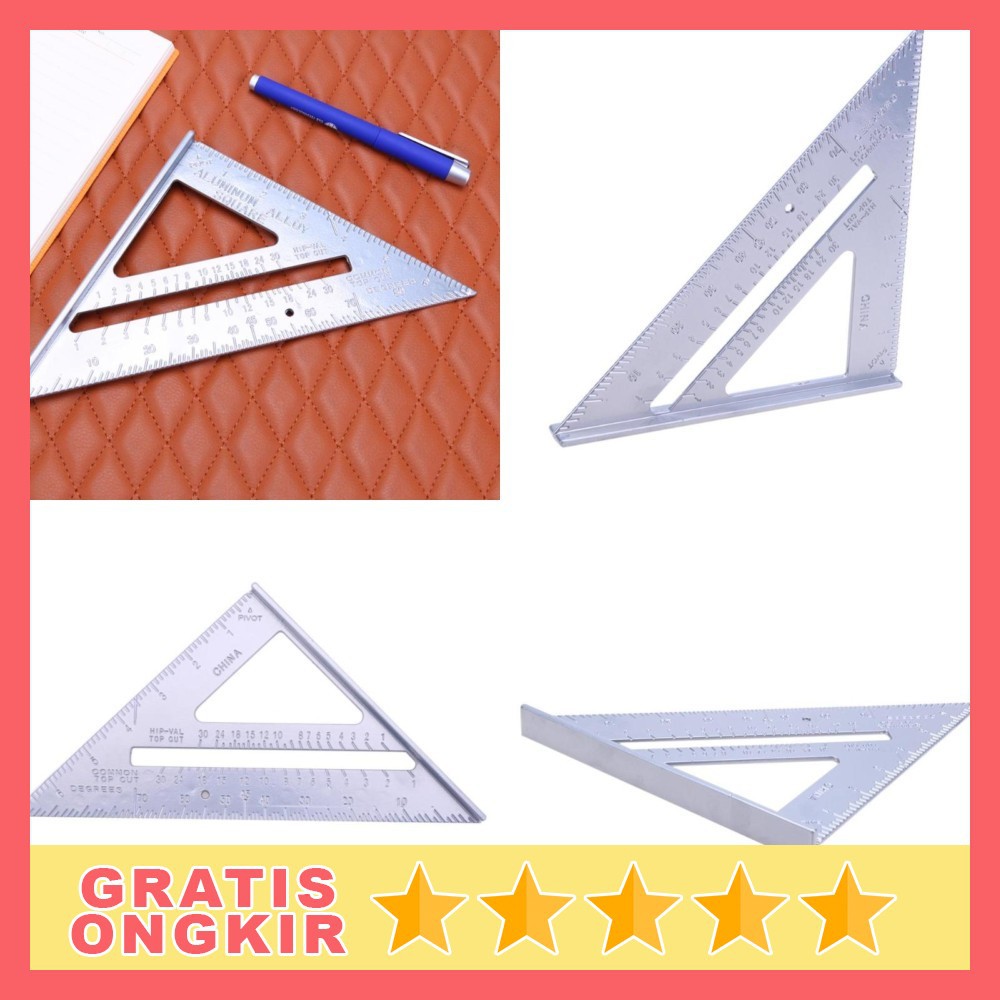 

VKTECH Penggaris Siku Mistar Triangle Ruler Aluminium - VK18 - Gray