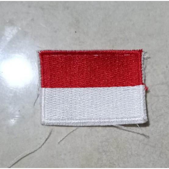 Bet bendera indonesia Bordir merah putih emblem lambang Bagde Dada lengan baju kemeja Uk 5cm x 3,5cm