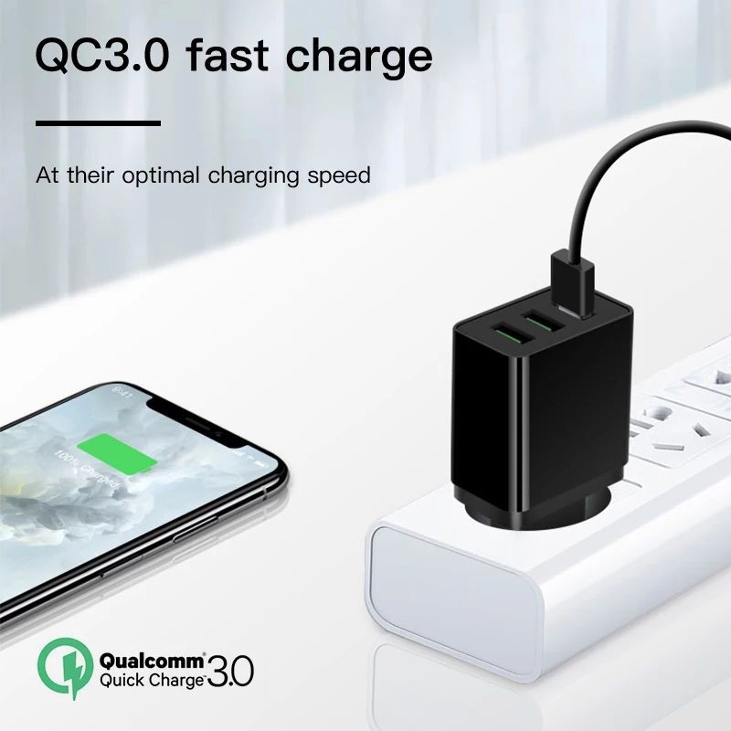 Kepala charger 3 port fast charging Qc3.0 3A // Adapter fast charging 30 watt