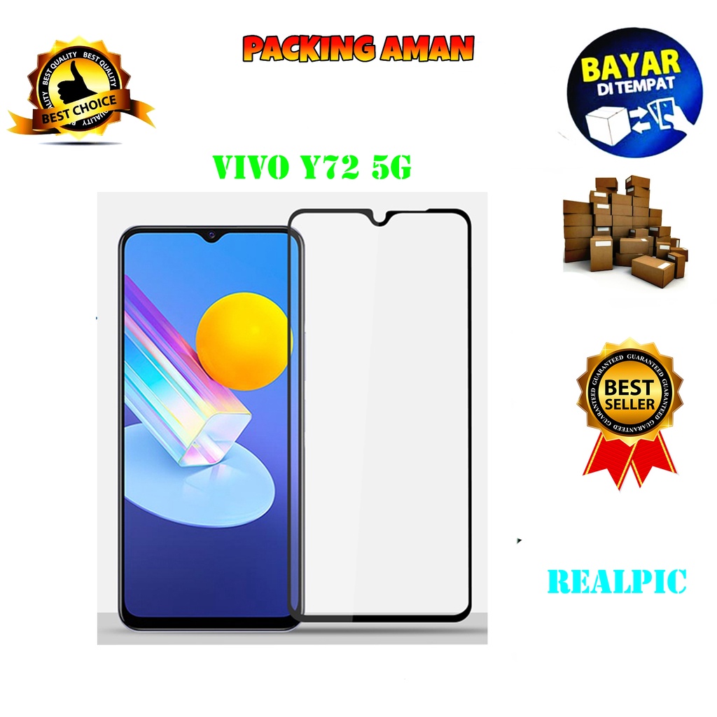 Tempered Glass Vivo Y72 5G Full Cover / Full Screen Protector Anti Gores