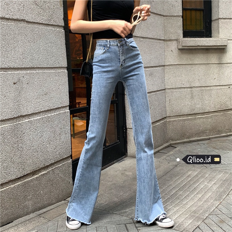 Celana Jeans Flare Stretch Wanita Highwaist Korean Style