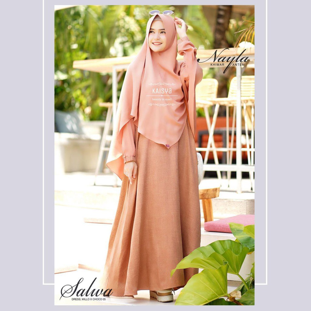 TOKOPIENA - SALWA DRESS GAMIS SYARI BUSUI FRIENDLY  MATT CREPE MIX LINEN BURBERRY BY HOUSE OF KAISYA