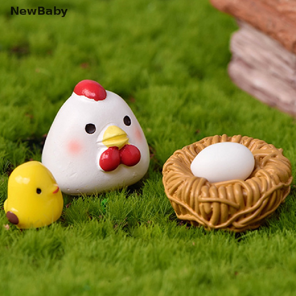 Newbaby 3PCS Miniatur Hewan Anjingkelinci Bahan Resin Untuk Dekorasi Taman Minifairy Garden