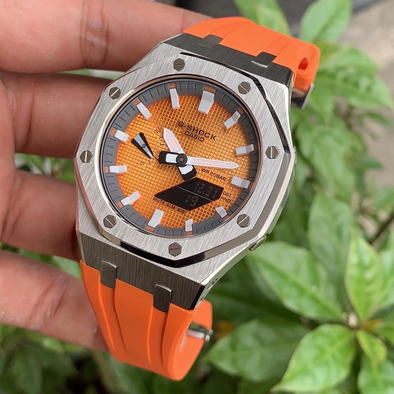 Jam tangan G-shock GA2100 Original Gen 3 Silver Orange