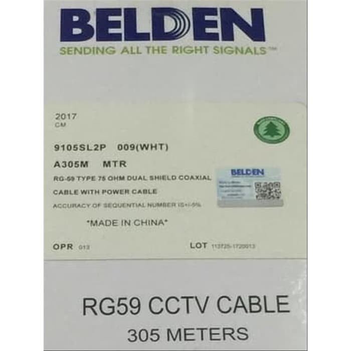 Kabel Belden Coaxial RG59+Power 9105SL2P 305M Original