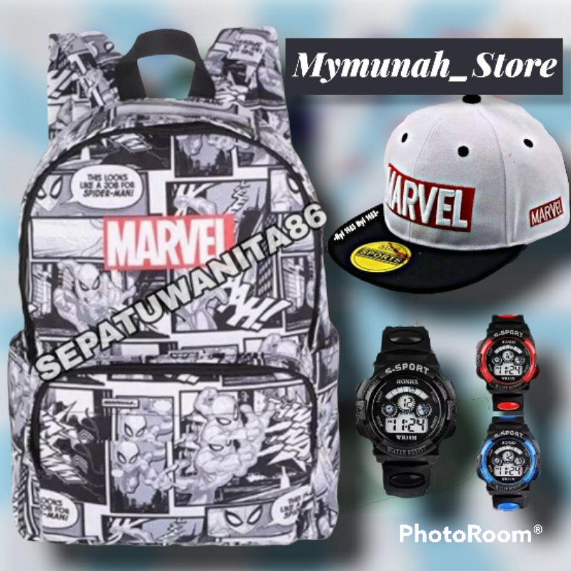 Tas Ransel Fashion Sekolah Anak Laki Laki PAUD TK SD Marvel Super Hero
