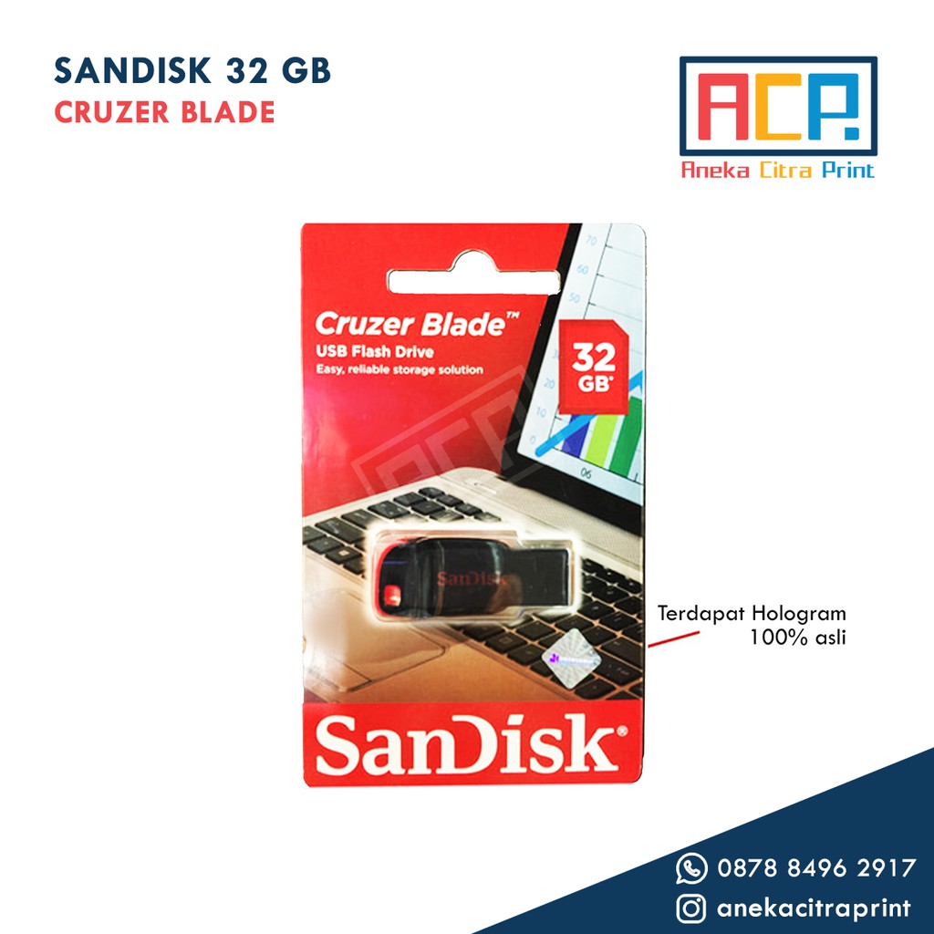 Flashdisk SanDisk 32 GB Cruzer Blade Original Flash Disk 32 GB