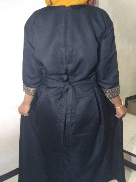 [Almeera] Jubah/Gamis Maxi Arabic turkey motif Aula - Hitam