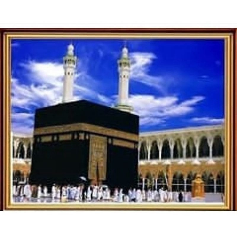 DIY paket kristik mekkah kabah full cross stitch kit 14ct islami muslim mesjid masjid kerajinan tang