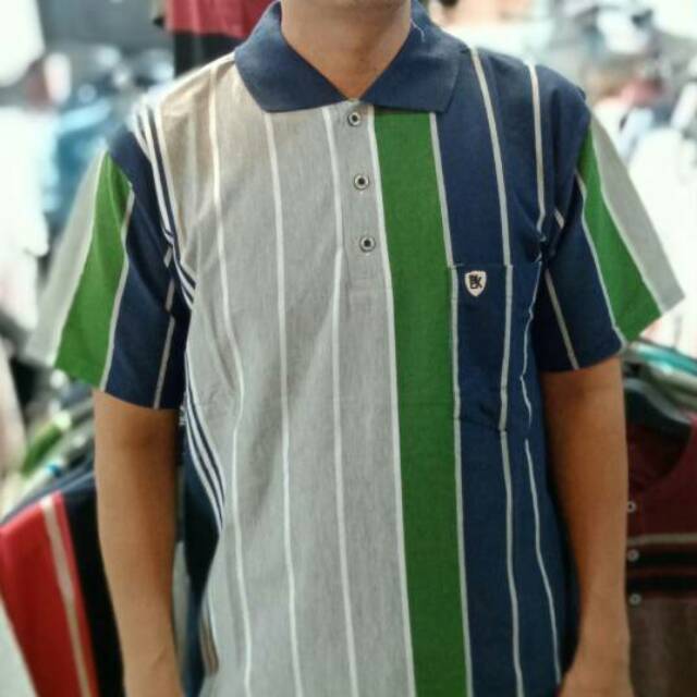  Kaos  kerah motif  salur  Shopee Indonesia