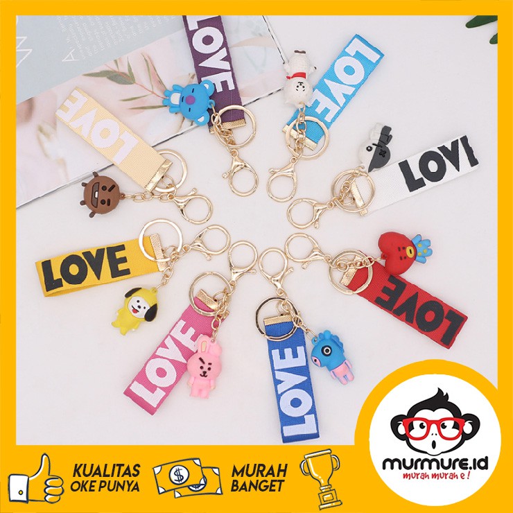 MURMURE ID GANTUNGAN  KUNCI LOVE GOLD BT21  AKSESORIS TAS  