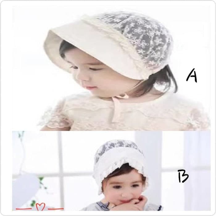 baby hat holland topi dutch putih renda anak bayi balita girl cewek