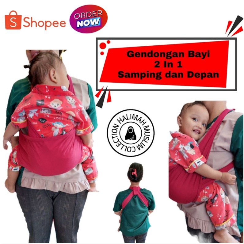 Gendongan Bayi Balita Kaos ( Geos) Gendongan bayi 2 in 1 Gendongan samping Dan Gendongan depan Home Made No merk SUPER PREMIUM Murah Terlaris