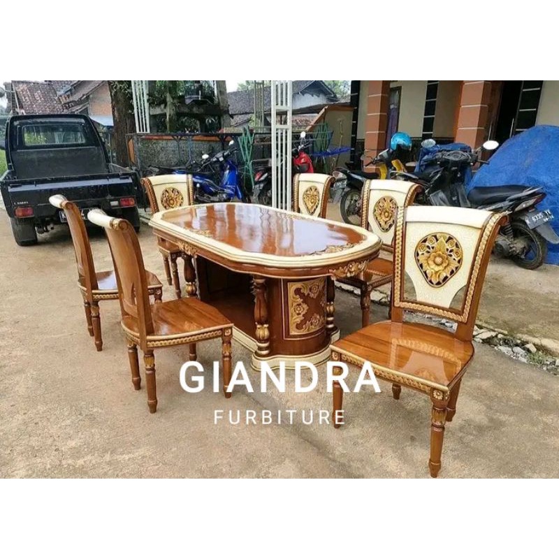 promo set meja makan salina,meja makan kayu jati,meja makan kayu jati murah