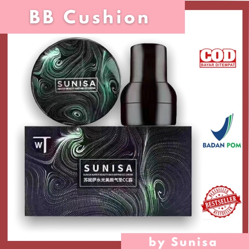 BIOAQUA x SUNISA Bedak Cushion Waterproof 20g Menutupi pori-pori Full Coverage BB Cushion Original 100% BPOM Masker wajah