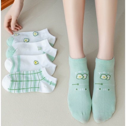 KAOS KAKI PENDEK WANITA LUCU SEMATA KAKI Motif Avocado Hijau ALA KOREA