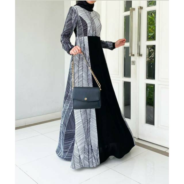 Ready Soka Dress Madeira Gamis Muslimah Gamis Elegan Soka Dress Madeira Gamis Monochrome Gamis Busui
