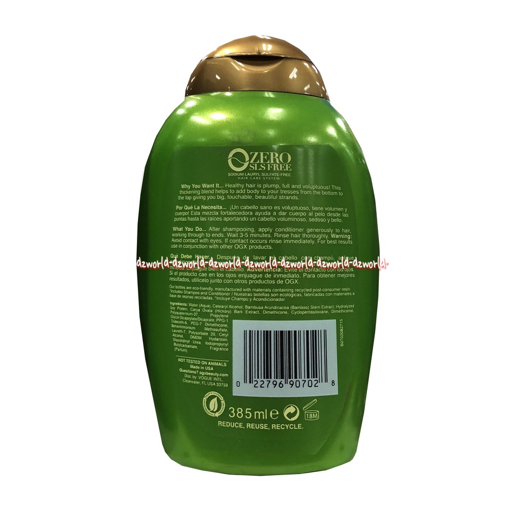 Ogx Bamboo Fiber Full Conditioner 385Ml Mengandung Serat Bambu Yang Menguatkan Rambut