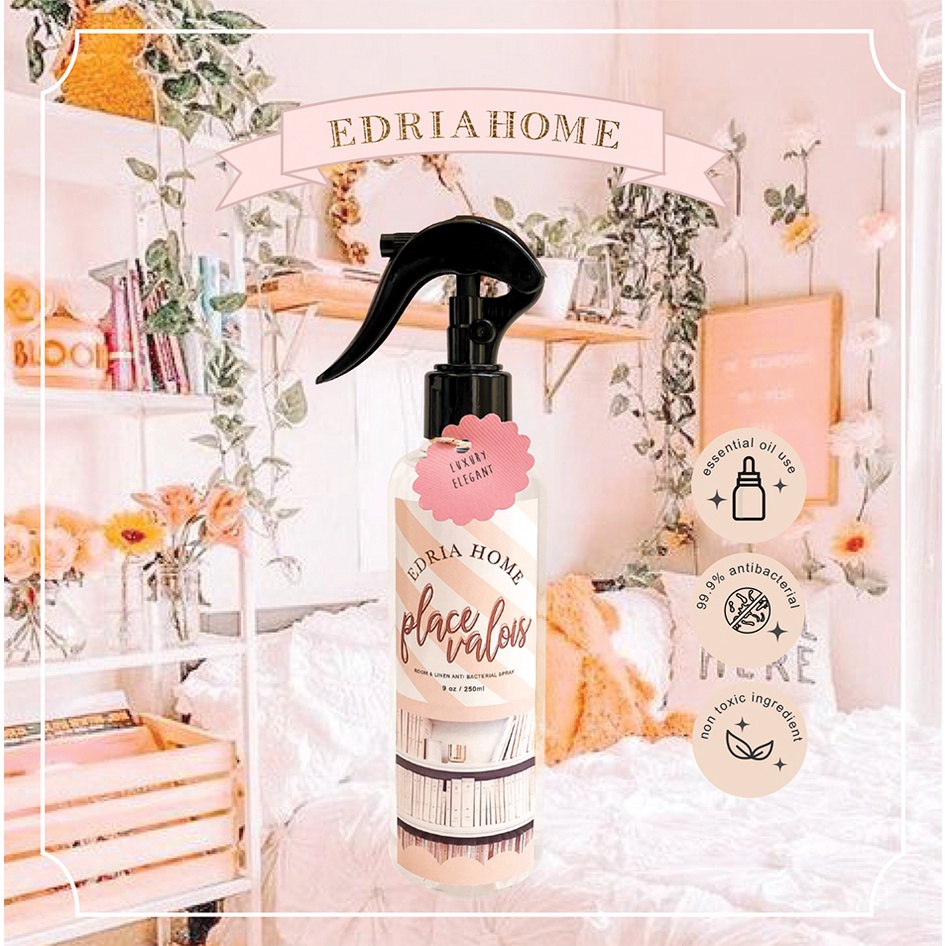 EdriaHome Linen Spray Emily In Paris Series Anti Bacterial / Multipurpose Room and Linen Spray / Room Spray / Bed Spray /  Pillow Spray /  Laundry Spray / Room Mist / Pengharum Ruangan dan Kain