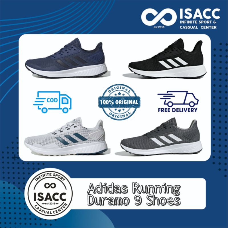 Sepatu Olahraga Sepatu Adidas Sepatu Running Pria Wanita Dewasa Duramo 9 Hitam Putih Biru Navy Abu