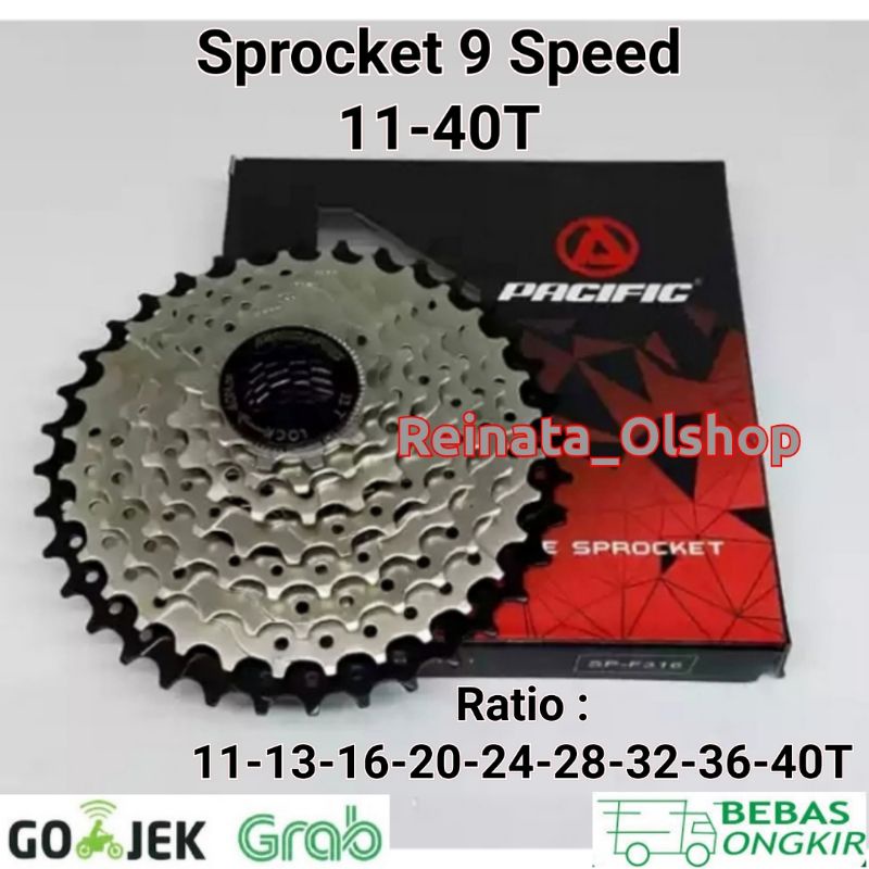 Sprocket 9 Speed 11-40T PACIFIC Sprocket 9 Speed 11-40T Cassete Slop