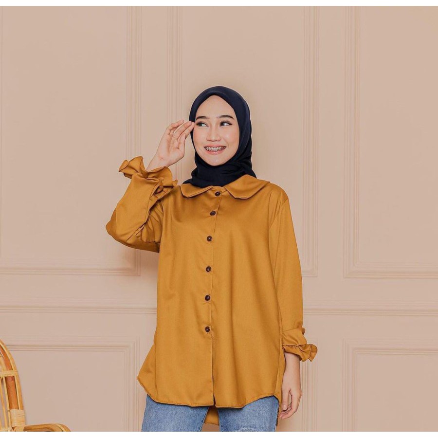 Blouse Atasan Wanita Casual TOP FASHION MUSLIMAH HIJAB BALON Tangan Panjang Korean Style Murah I1P4 