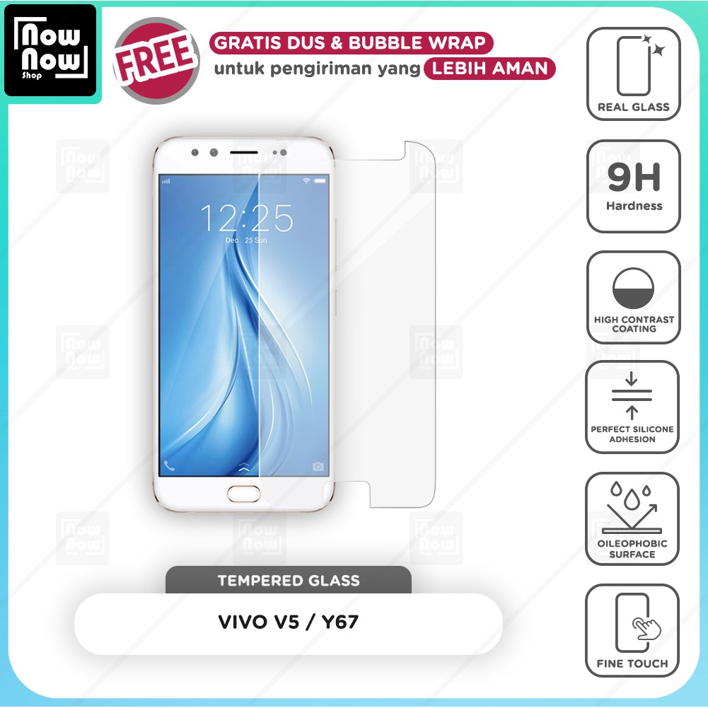 Tempered Glass Anti Gores Vivo V5 / Y67 Screen Guard Protector 9H Kaca Temperglass