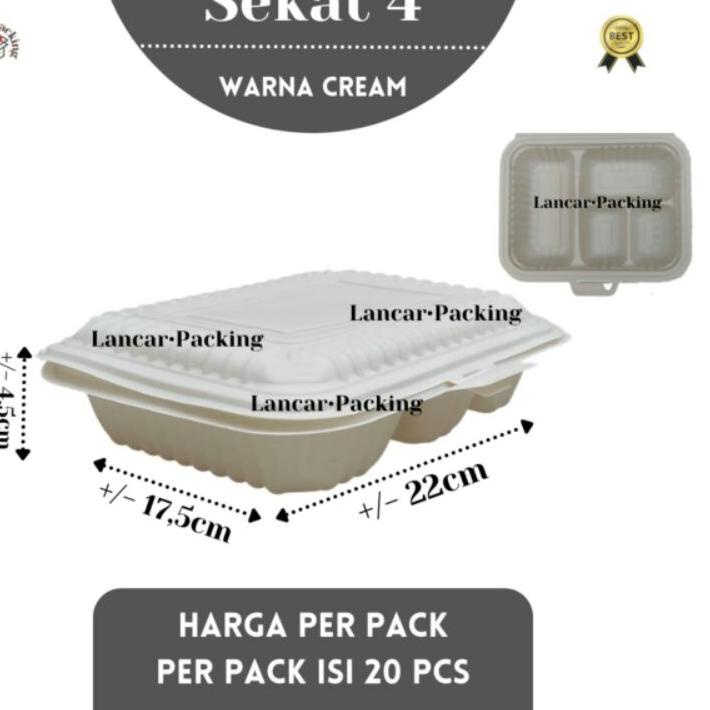 ✩ Meal box sekat 4 / Meal Box 88 cream (Merak) ♘