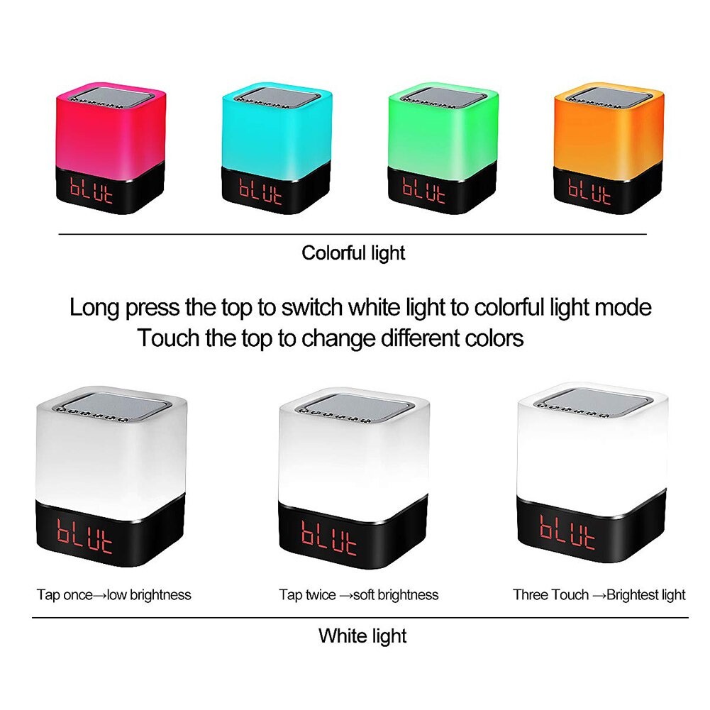 Jam Alarm Bluetooth Speaker With LED Light Portable USB Connection Rechargerable Clock LED