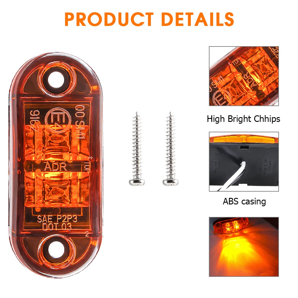 1Pcs 12V / 24V LED Side Light Lampu Eksterior Mobil Keselamatan Peringatan Tail Light Mobil Truk Trailer Truk Cahaya Super Terang Tahan Air 7 Warna