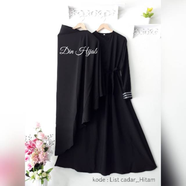 Gamis list tangan /set gamis polos  cadar/set gamis cadar