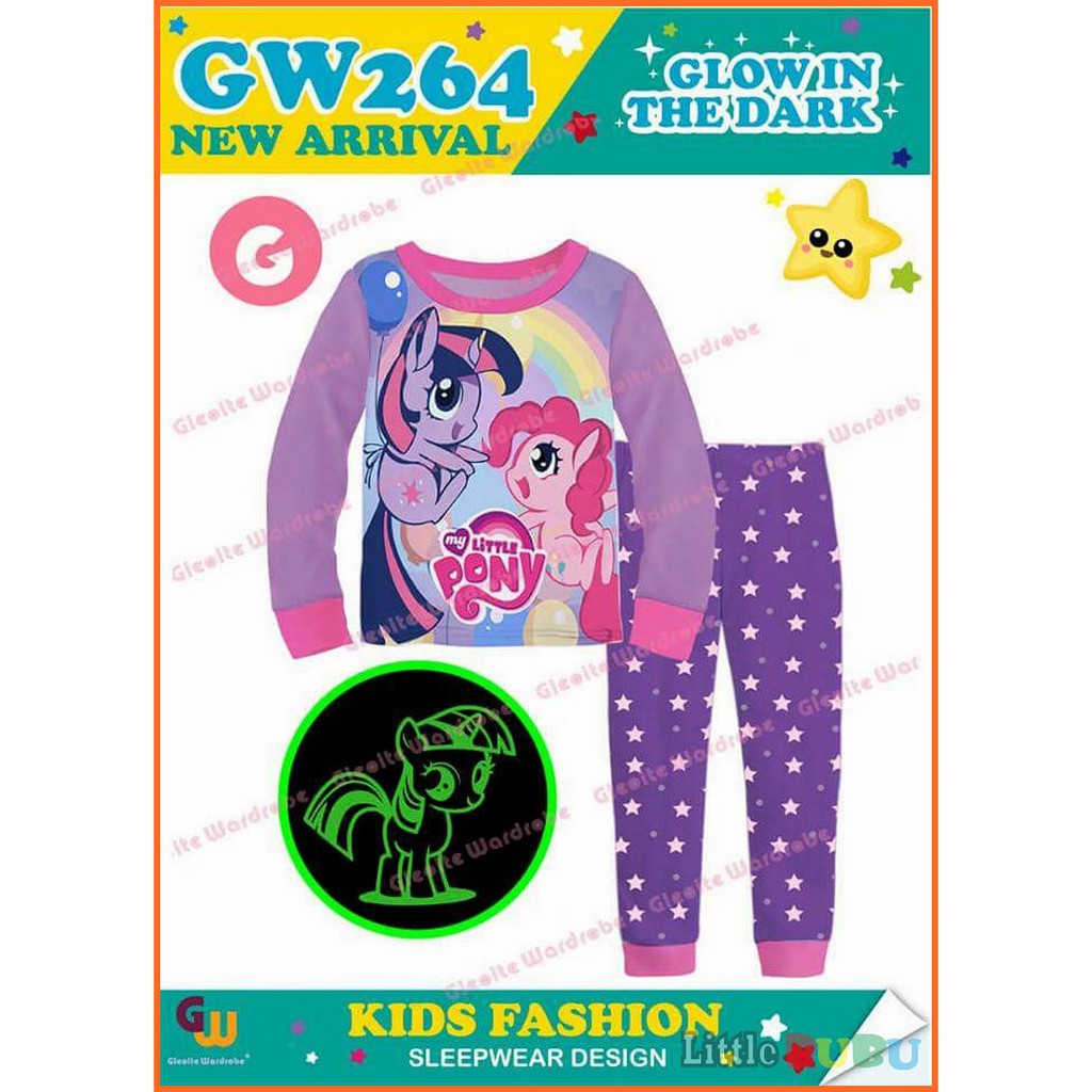 PIYAMA ANAK PEREMPUAN CEWEK GW 264 G MOTIF GAMBAR MY LITTLE PONY UNGU