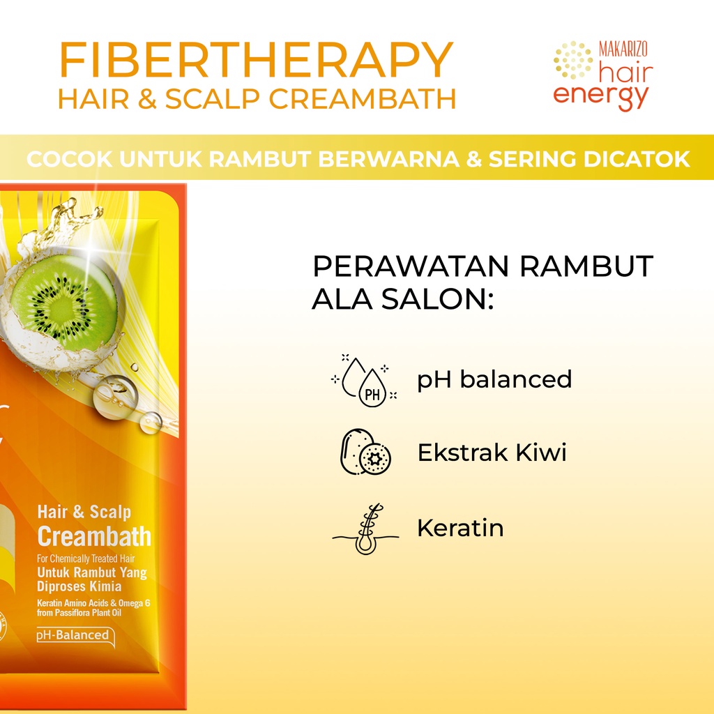 Makarizo Hair Energy Hair & Scalp Creambath Kiwi 60 mL / Perawatan Rambut Berwarna-4
