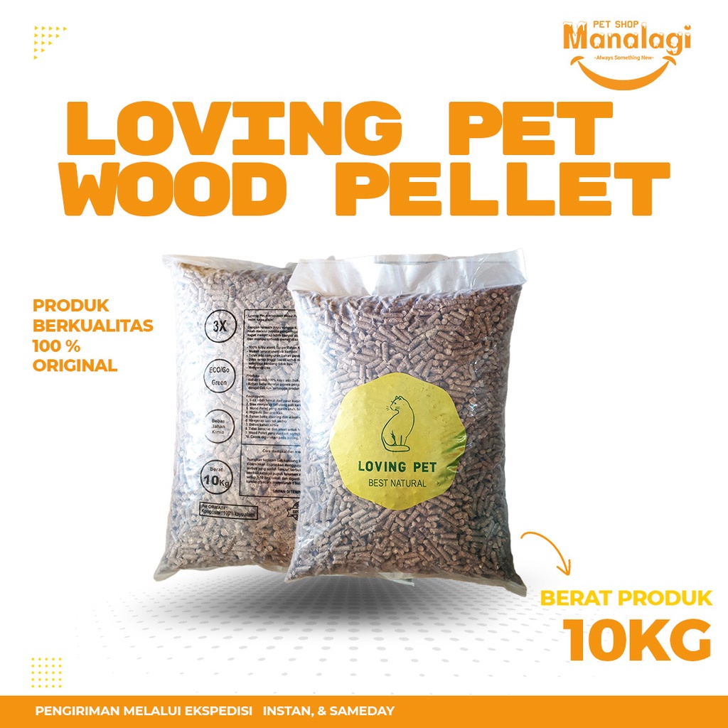 Wood Pellet / Pelet Kayu / Alas Kandang Kucing Kelinci Loving Pet kemasan 10Kg