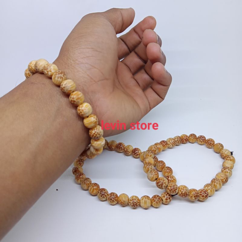 Gelang kayu liwung macan merah asli 8mm
