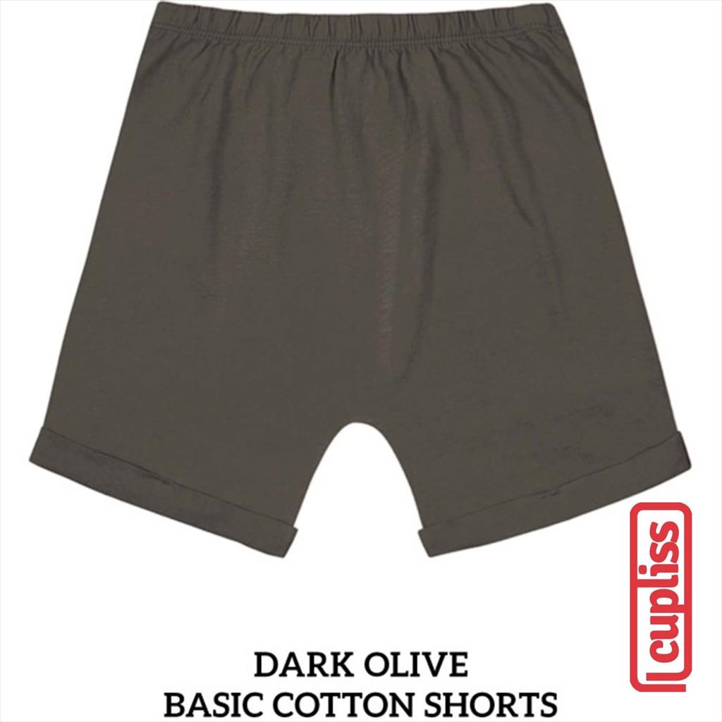 Dark Olive Little Palmerhaus Basic Cotton Shorts Celana Anak