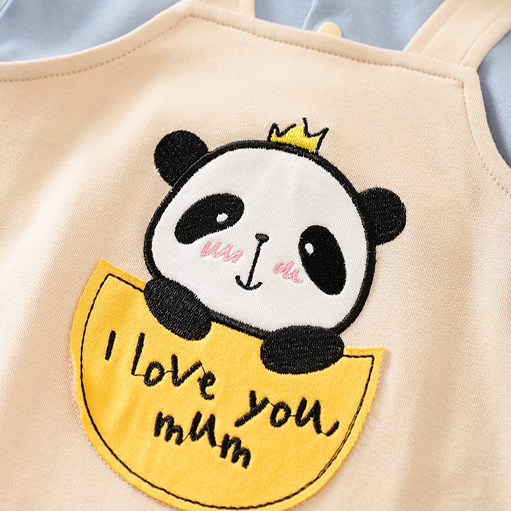 JUMPER BAYI MOTIF PANDA LUCU BIRU BAJU BAYI LENGAN PANJANG JUMPER UNISEX BAYI KEMBAR ANAK BA-819