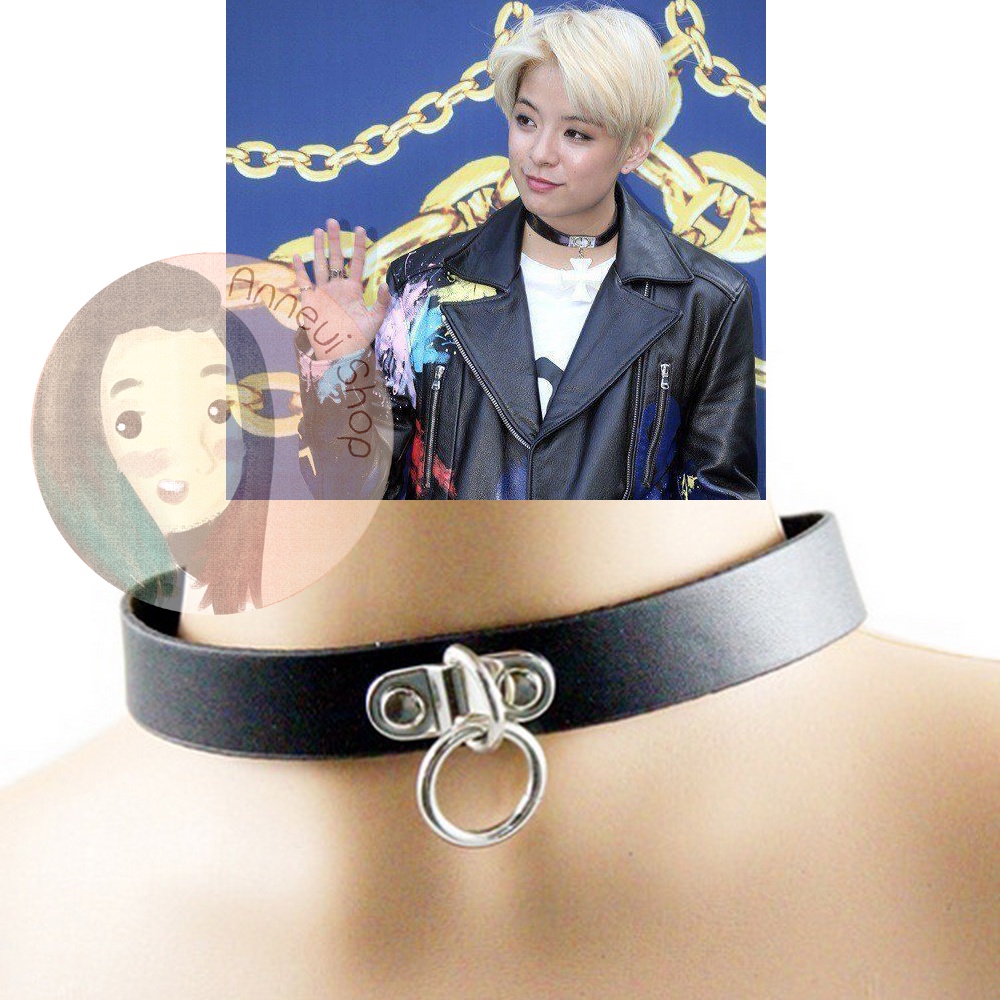 SK0006 - Leather Choker Gothic Adjustable Model Korea Kpop BTS EXO NCT