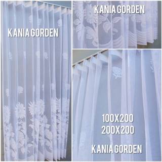 Vitrase gorden  stok jadi motif bunga ukuran 100x200 dan 