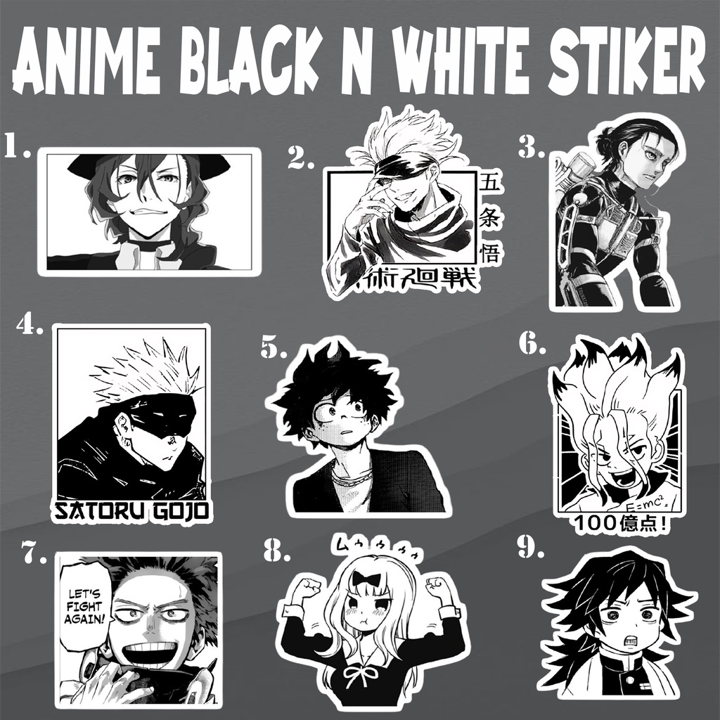 

[ BISA COD ] VOL 5 STIKER ANIME BLACK N WHITE | STIKER HANDPHONE | STIKER LAPTOP | ANTI AIR | STIKER TUMBLR