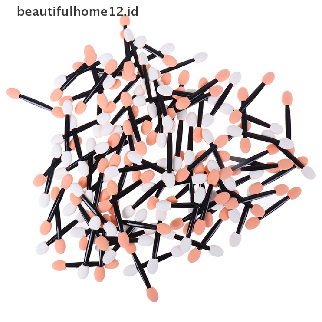 (Beautifulhome12.Id) 100pcs / Set Brush Eyeshadow Kepala Ganda Sekali Pakai Untuk Makeup / Kosmetik Wanita