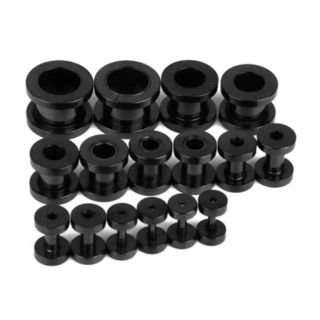 piercing telinga besi titanium / earplug titanium / pirsing hitam titanium 1mm - 6mm